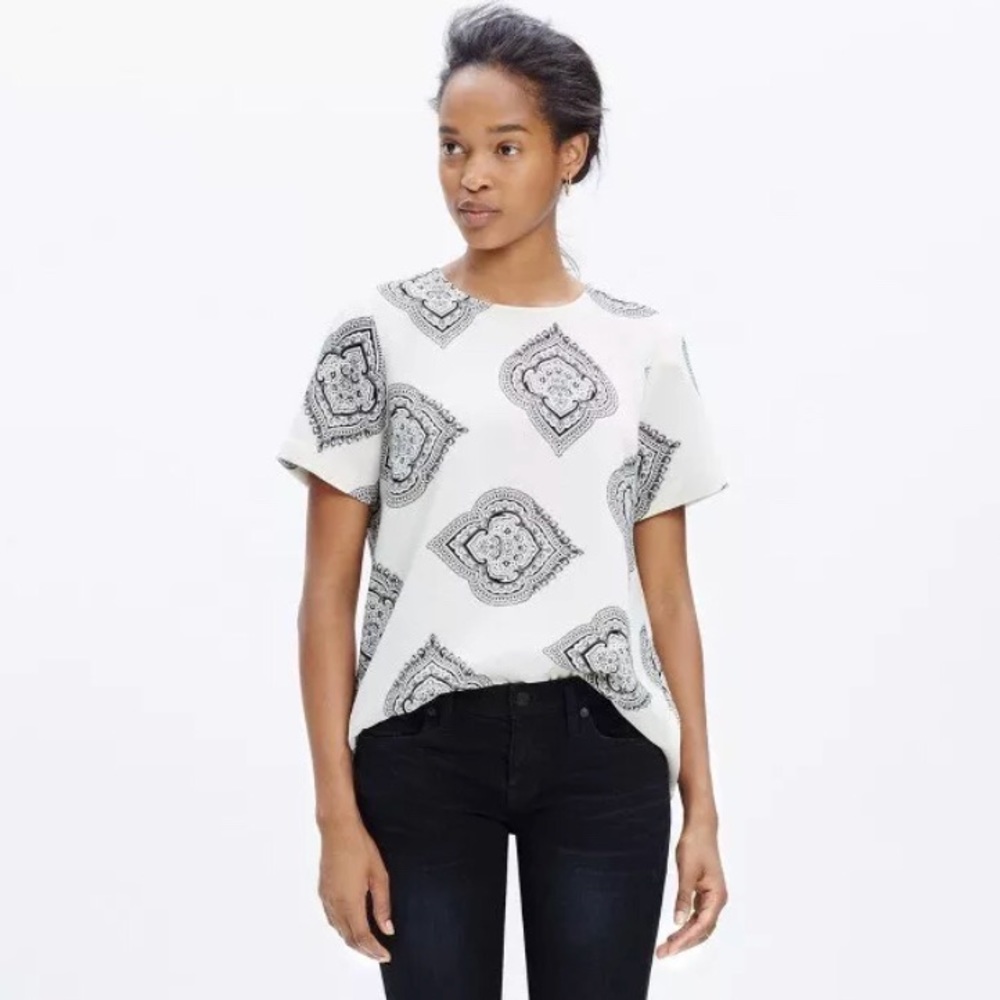 Madewell XS Tailored Estate Paisley Hi Lo Top
